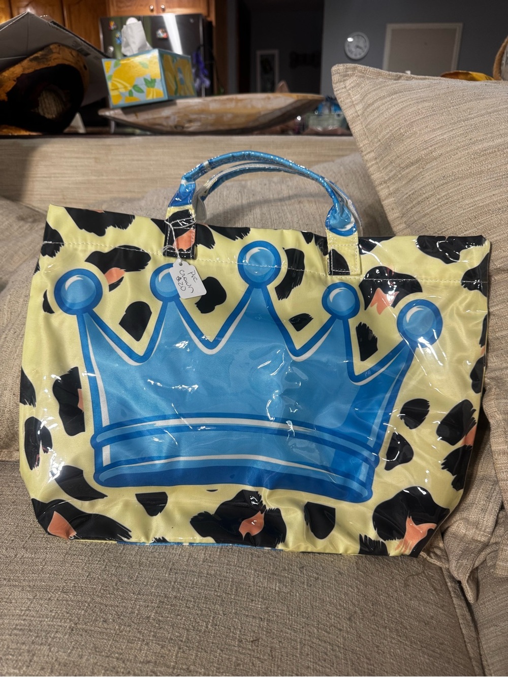 Blue Crown Print Tote Bag for Women
